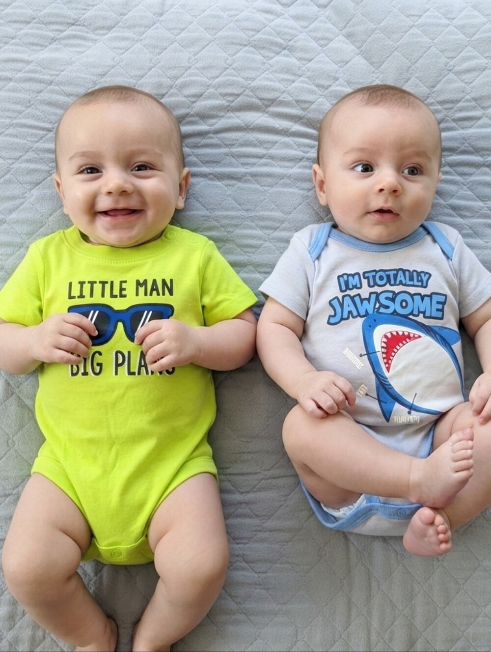 3-6M Little Man Big Plans and I'm Totally Jawsome Baby Bodysuit Set